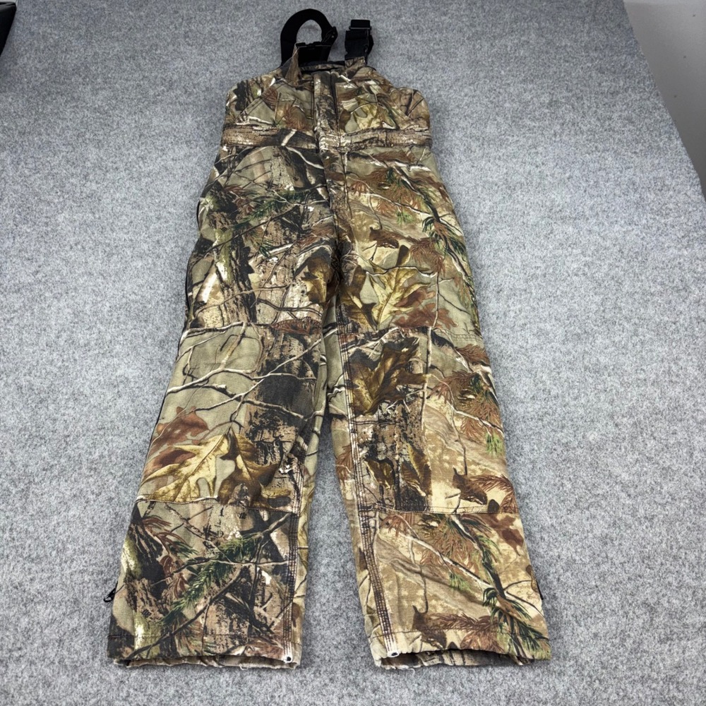 Walls Realtree Camo Bib Overalls Youth 12 Regular Brown Hunting Insulated EUC
